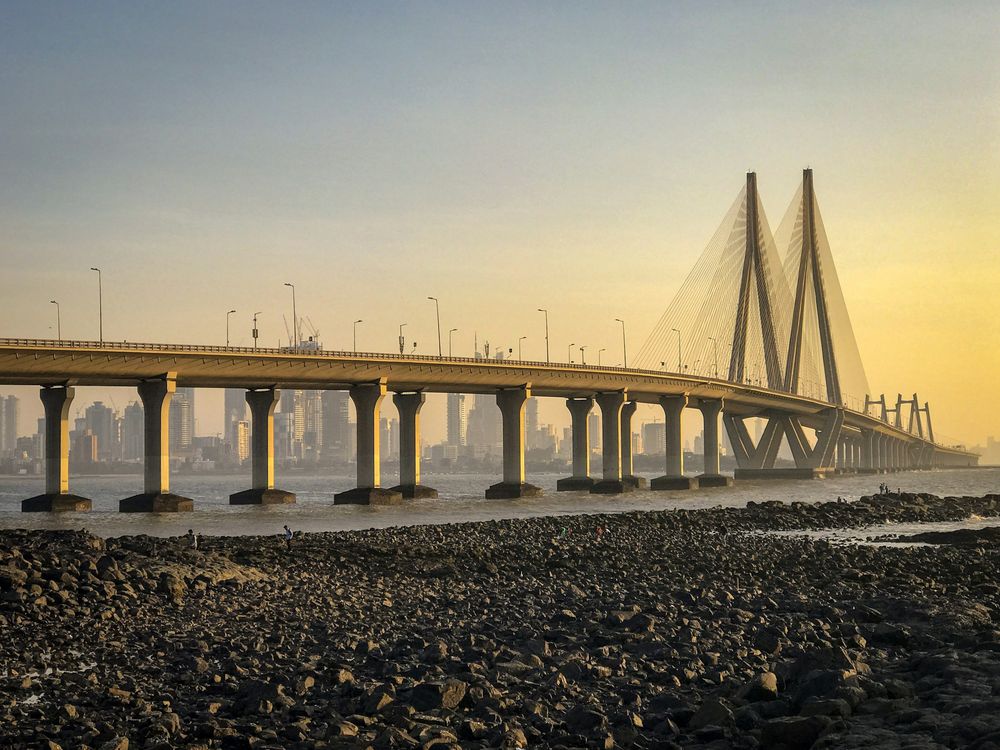 Mumbai sea link bridge at golden hour. Photo: Sid Saxena / Unsplash